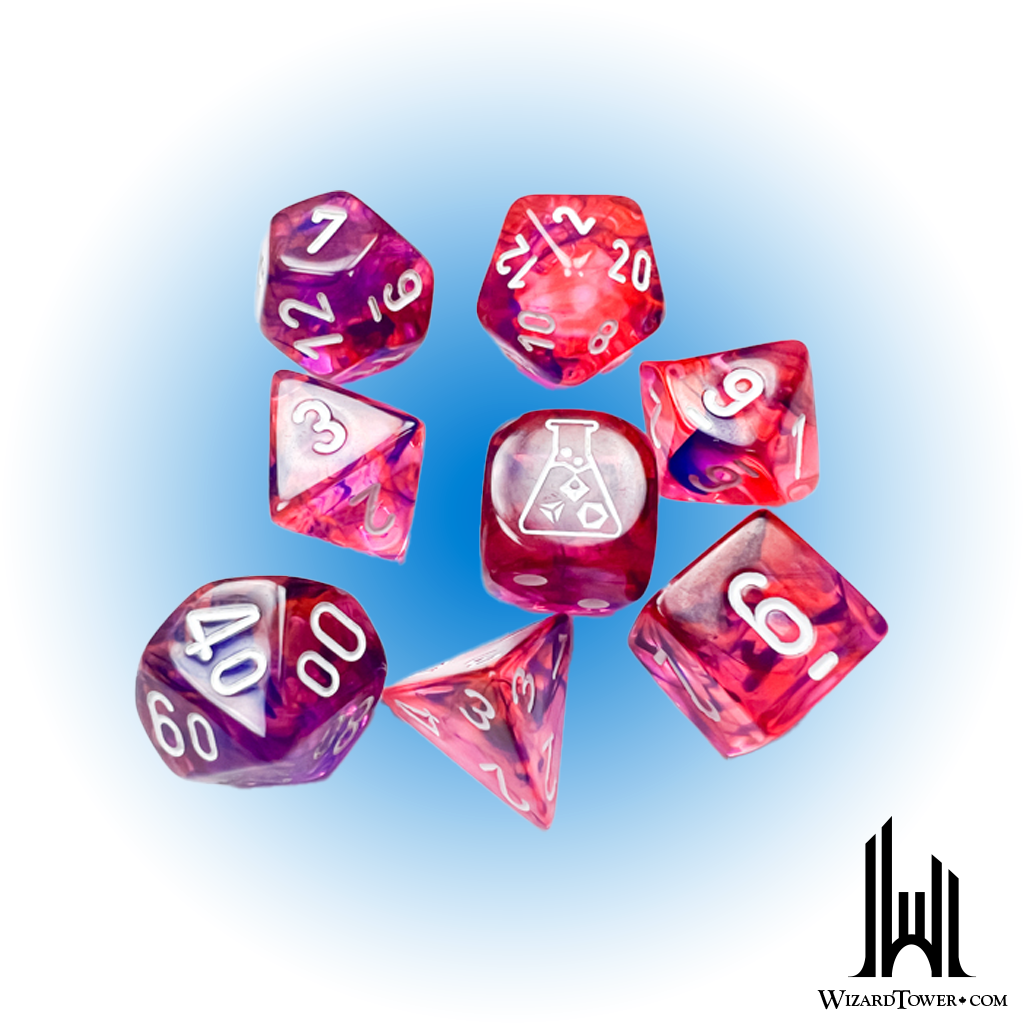 Nebula - Polyhedral 7-Die Set - Black Light Special / White w/Bonus